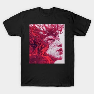 Pink Retrowave Abstract Girl T-Shirt